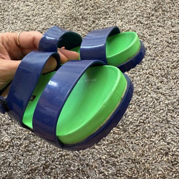 Mini Melissa Cosmoc Sandal Slipper Girls Kids Size 9 Navy Green Adjustable - Picture 8 of 8